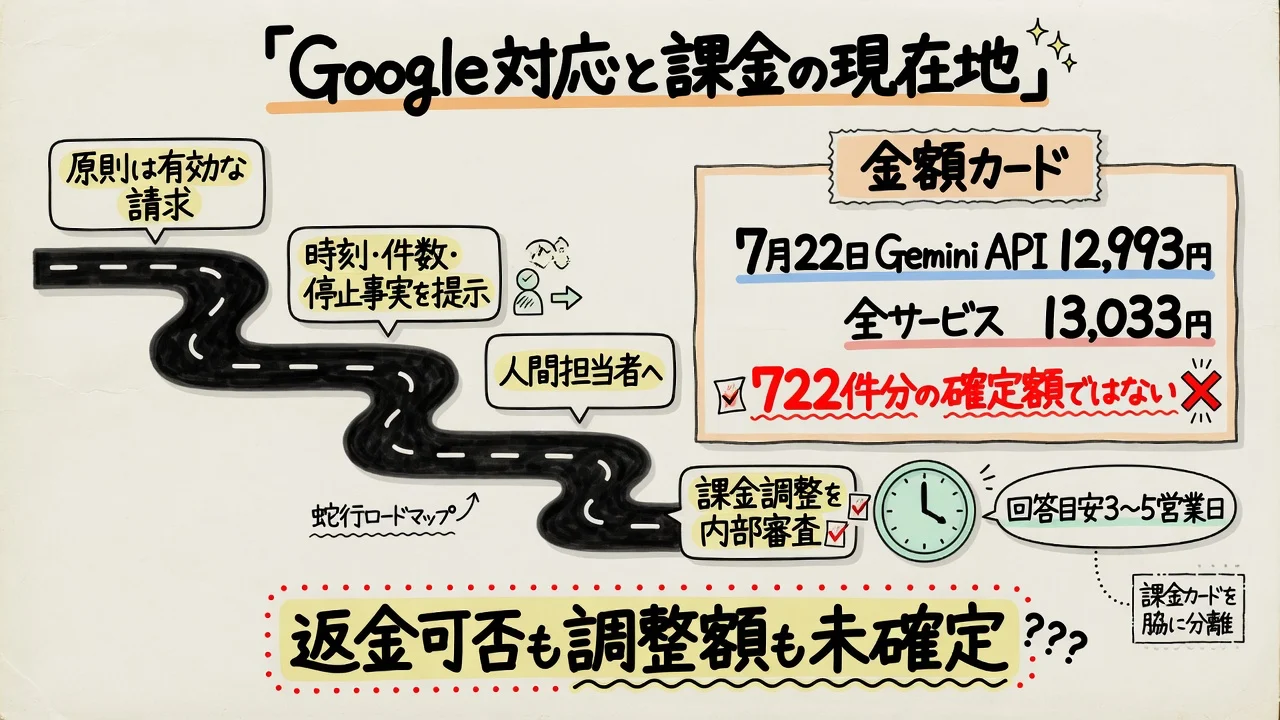 Googleへの報告、課金調整審査、12,993円の未確定範囲