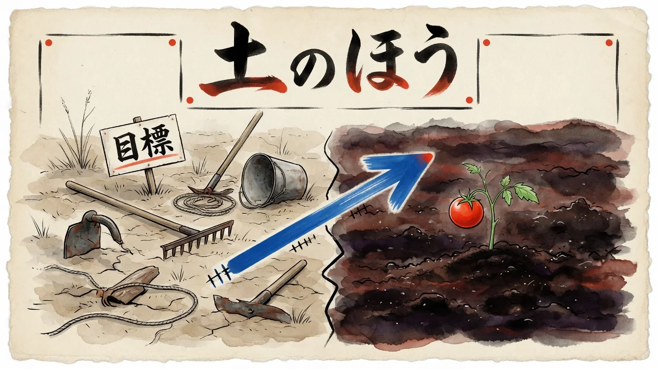 痩せた土の目標と、肥えた土