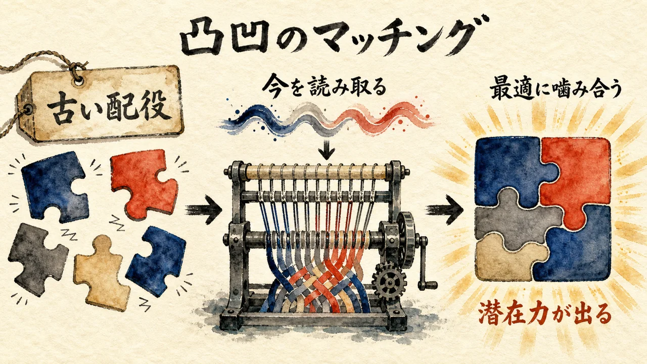 AIが今を読み取り、凸凹を最適に噛み合わせる図
