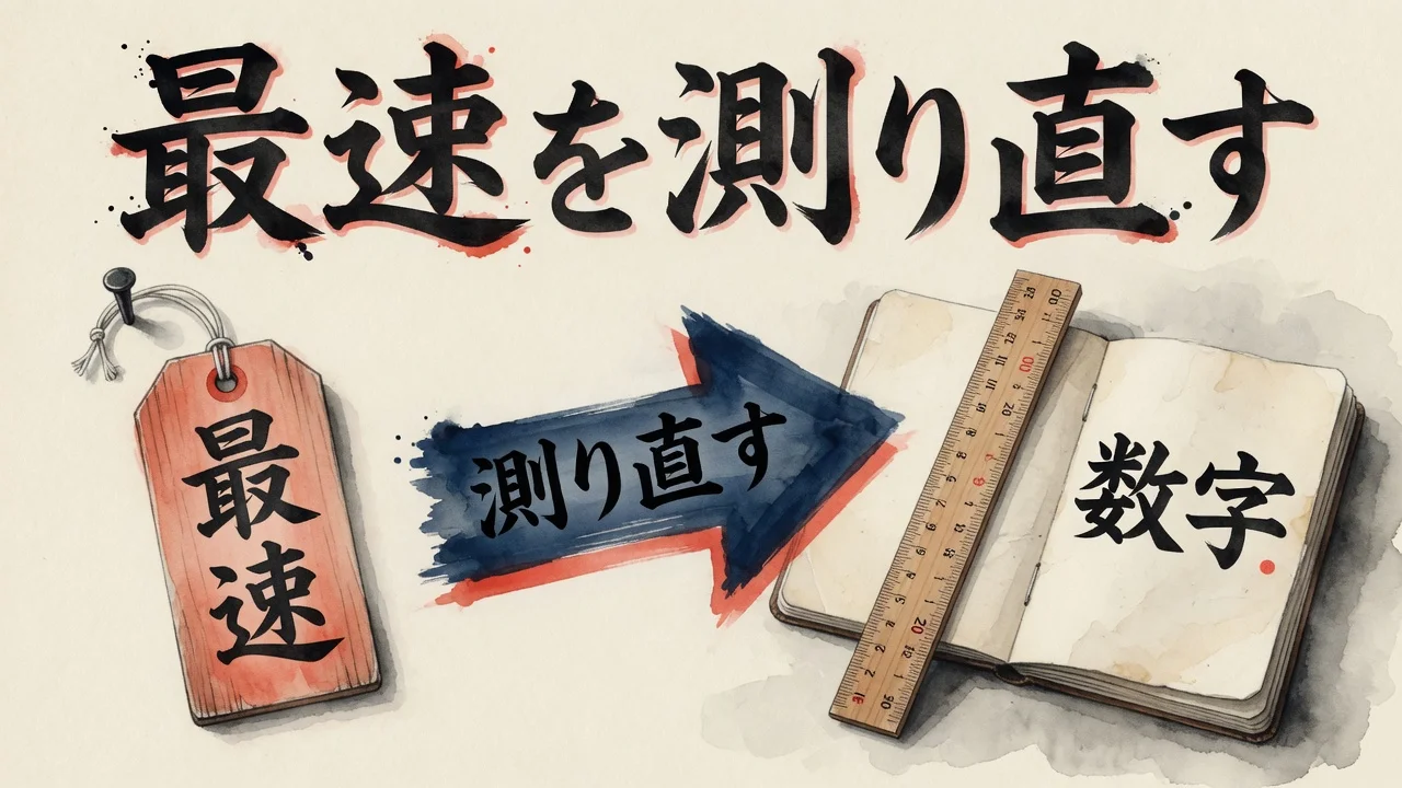 最速を測り直す。札の言い切りを同じ物差しで数字に戻す図解