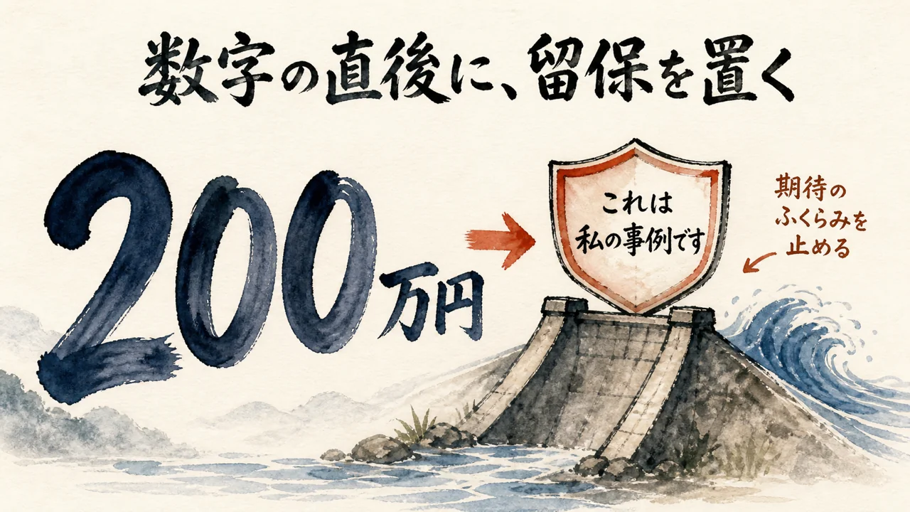 数字の直後に留保を置く