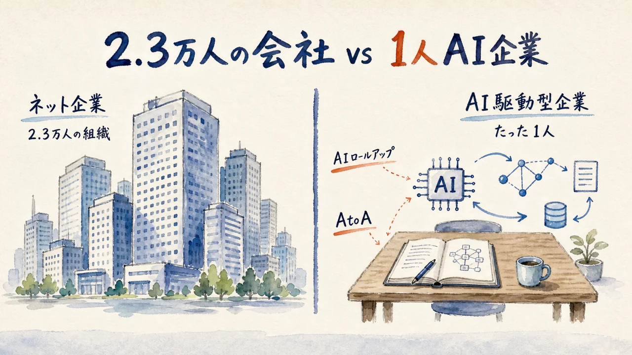 ネット企業とAI駆動型企業の対比図解