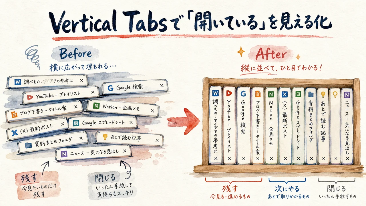 Vertical Tabsで開いているタブを見える化