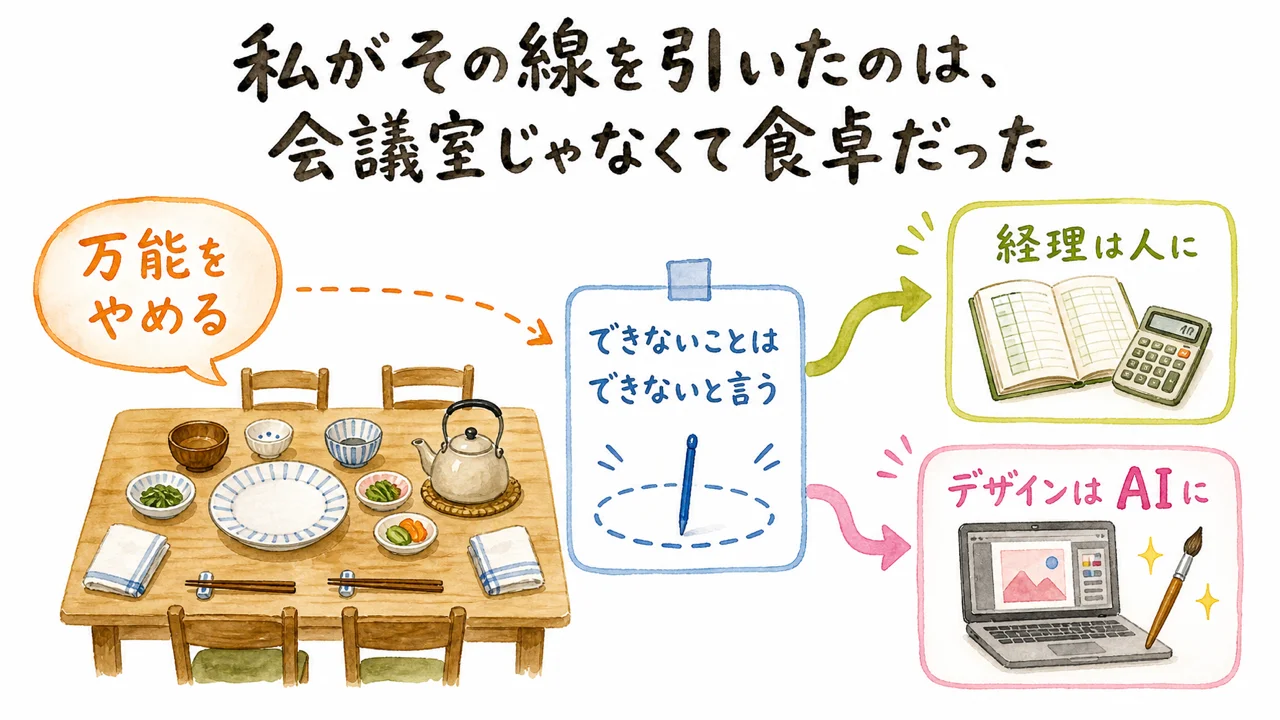 私がその線を引いたのは、会議室じゃなくて食卓だった