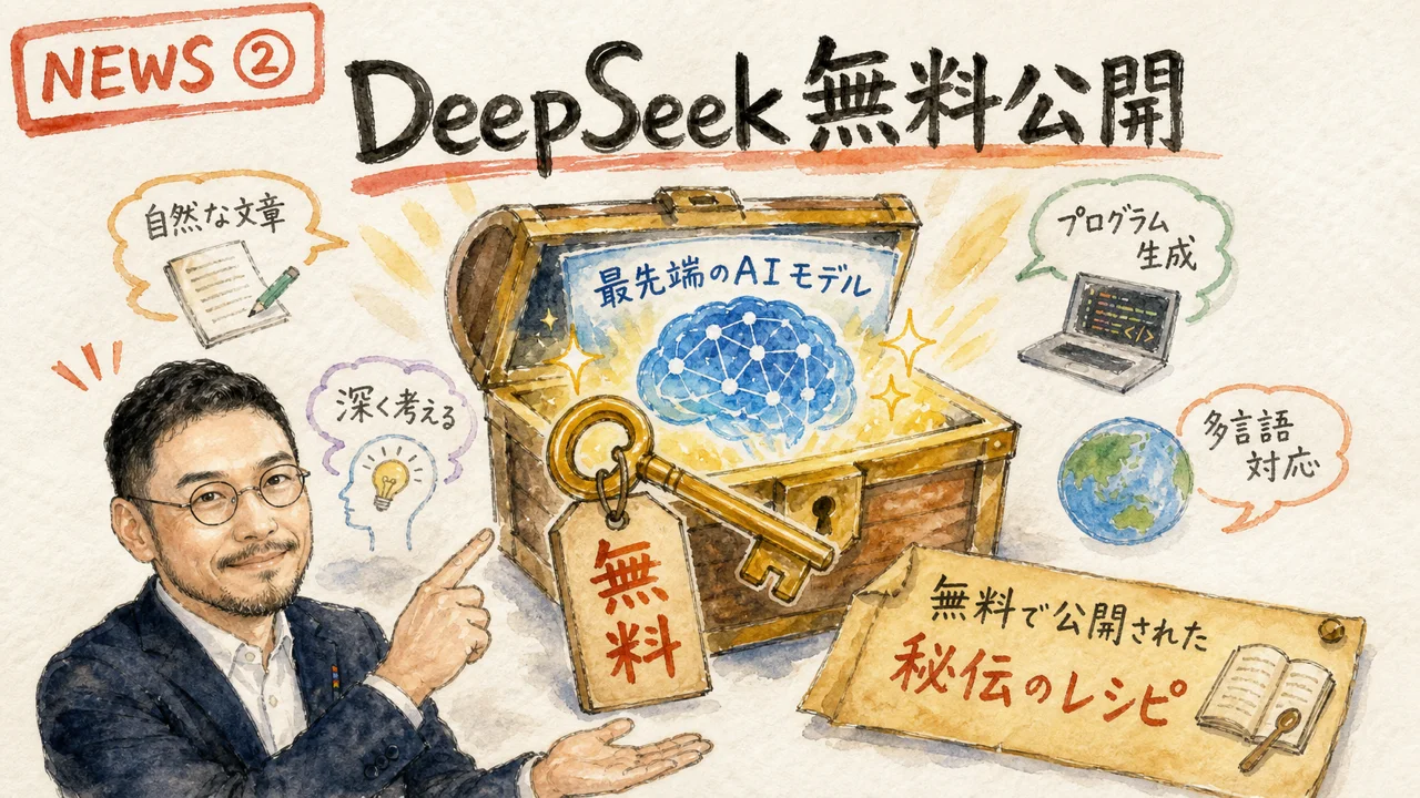 DeepSeek-V4-Flashのオープンウェイト公開を解説するグラレコ