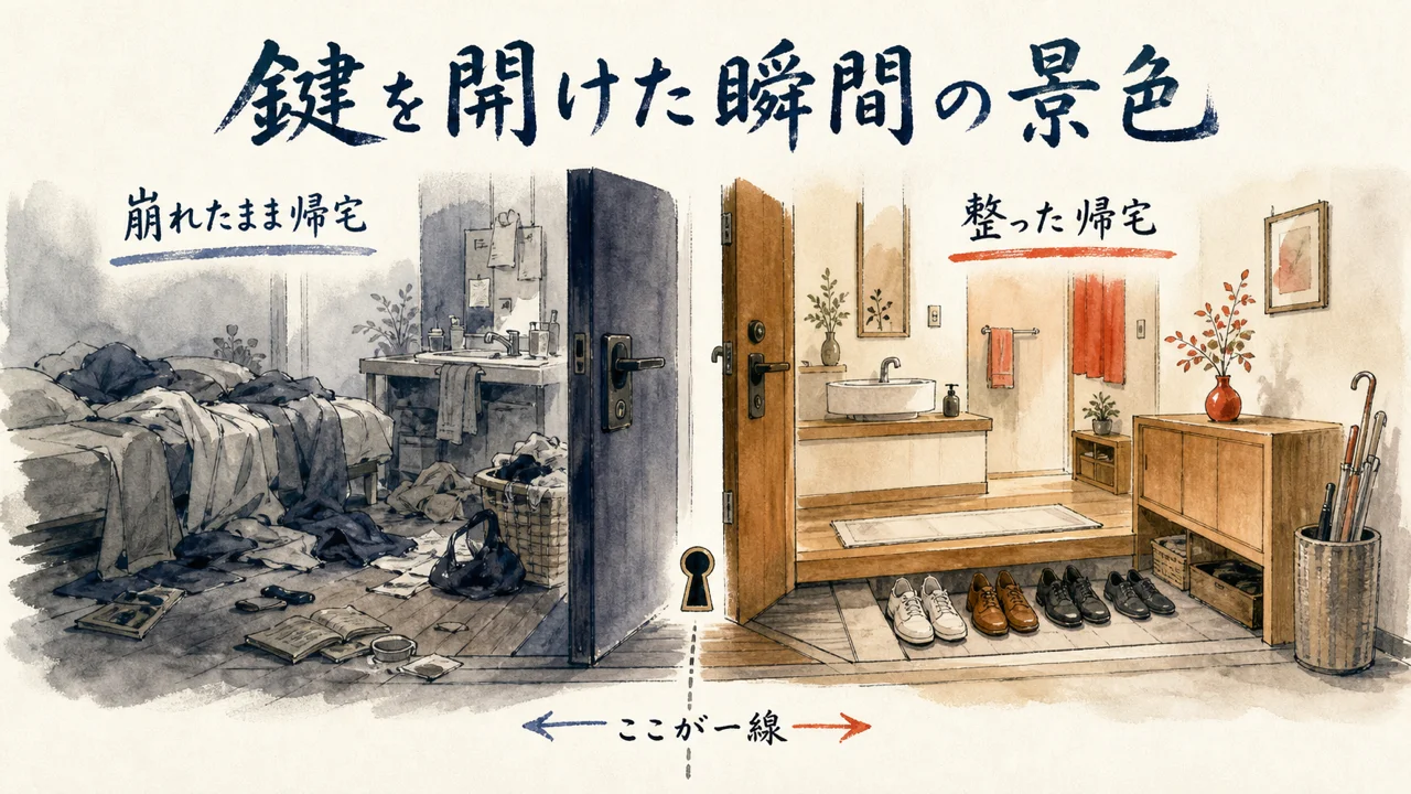 鍵を開けた瞬間の景色で一線が決まる前後図解