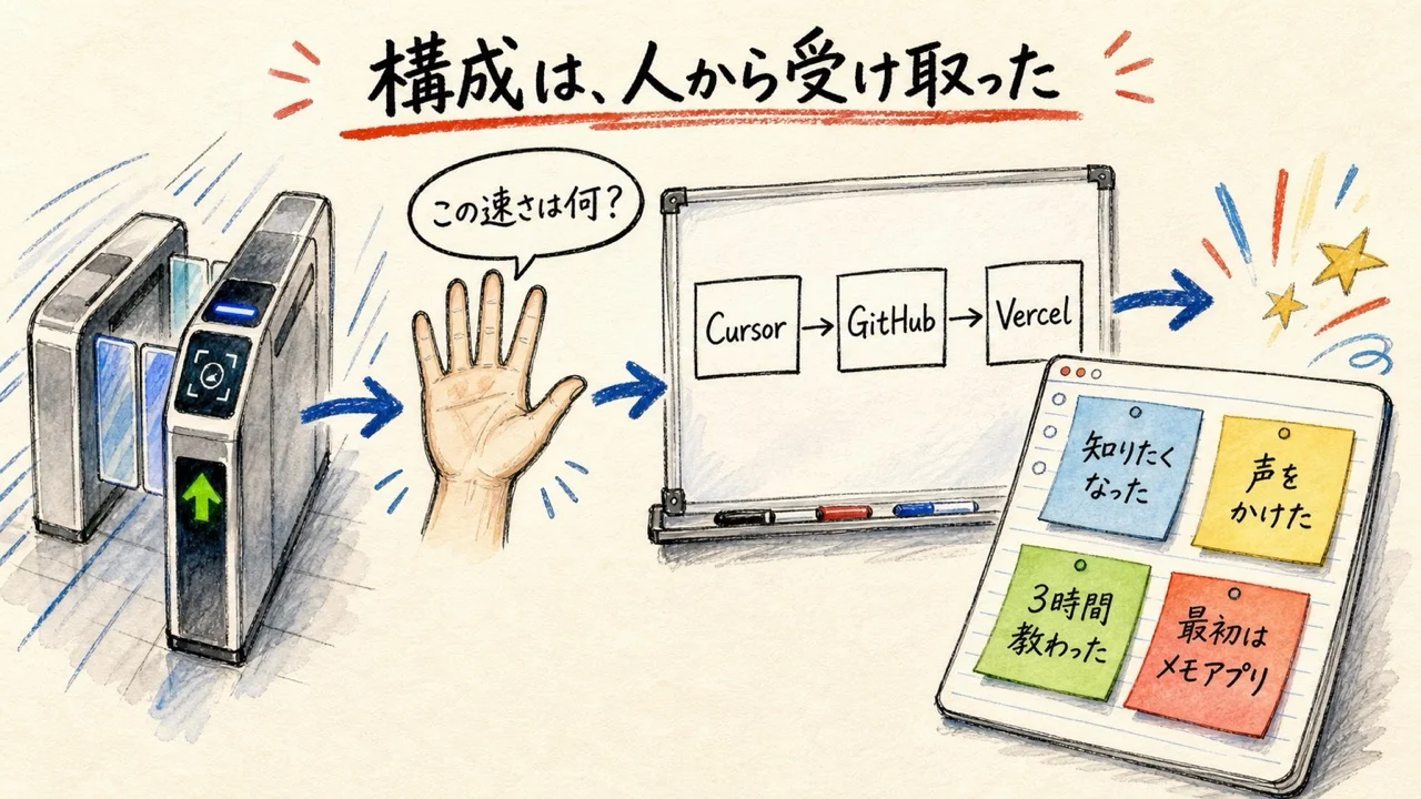 3時間でCursorとGitHubとVercelの構成をもらった図解