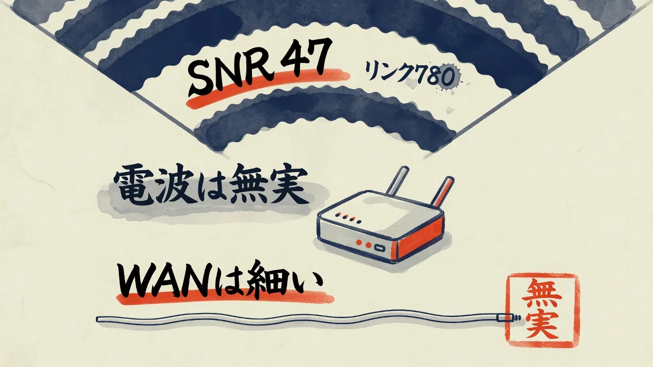 電波は無実。SNR47とリンク780に対してWANが細い図解