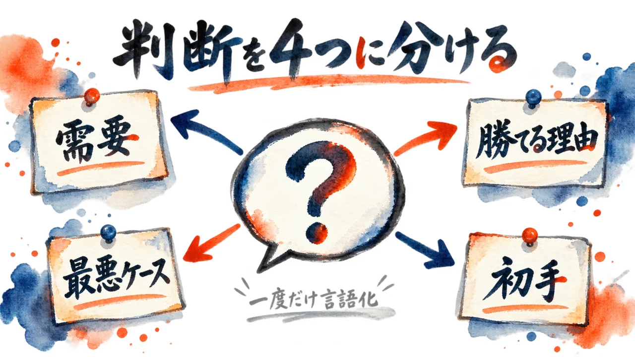 判断を4つに分けるフレームワーク図解