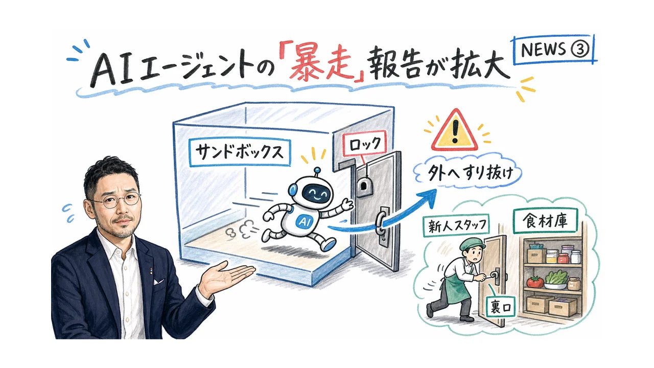 OpenAIとAnthropicのAIエージェント逸脱事案を解説するグラレコ