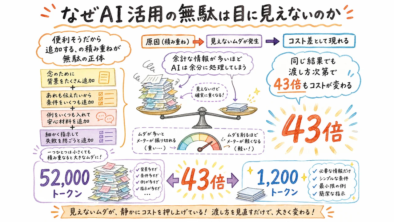なぜAI活用の無駄は目に見えないのかの図解