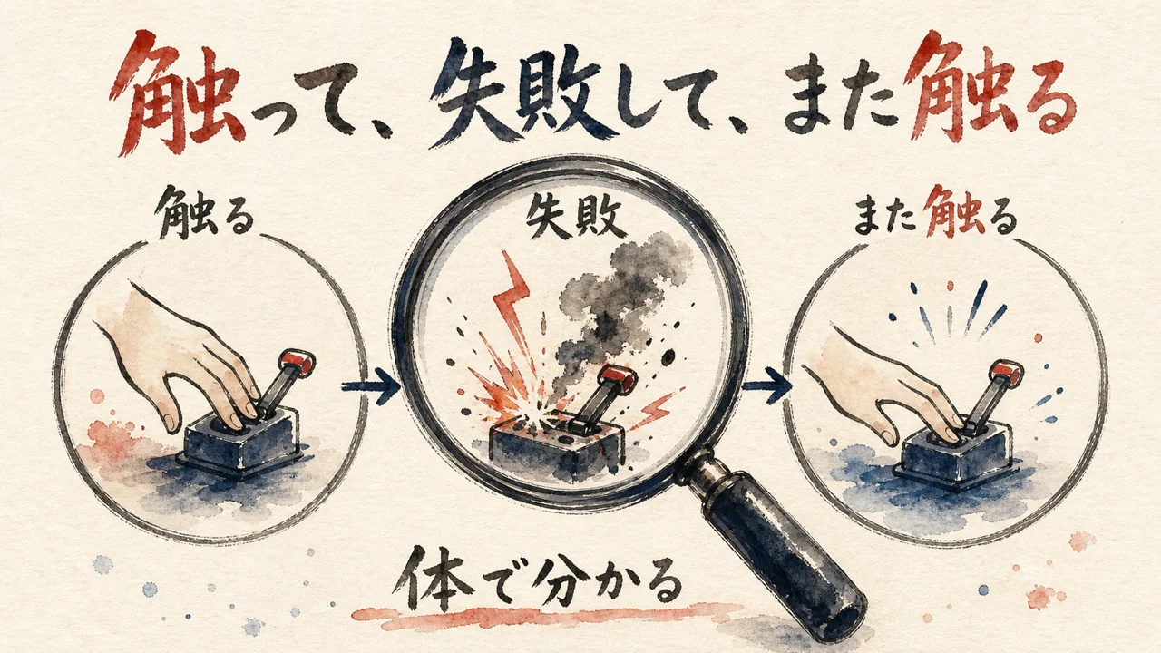 触って、失敗して、また触る——好奇心が動かす学び方の図解