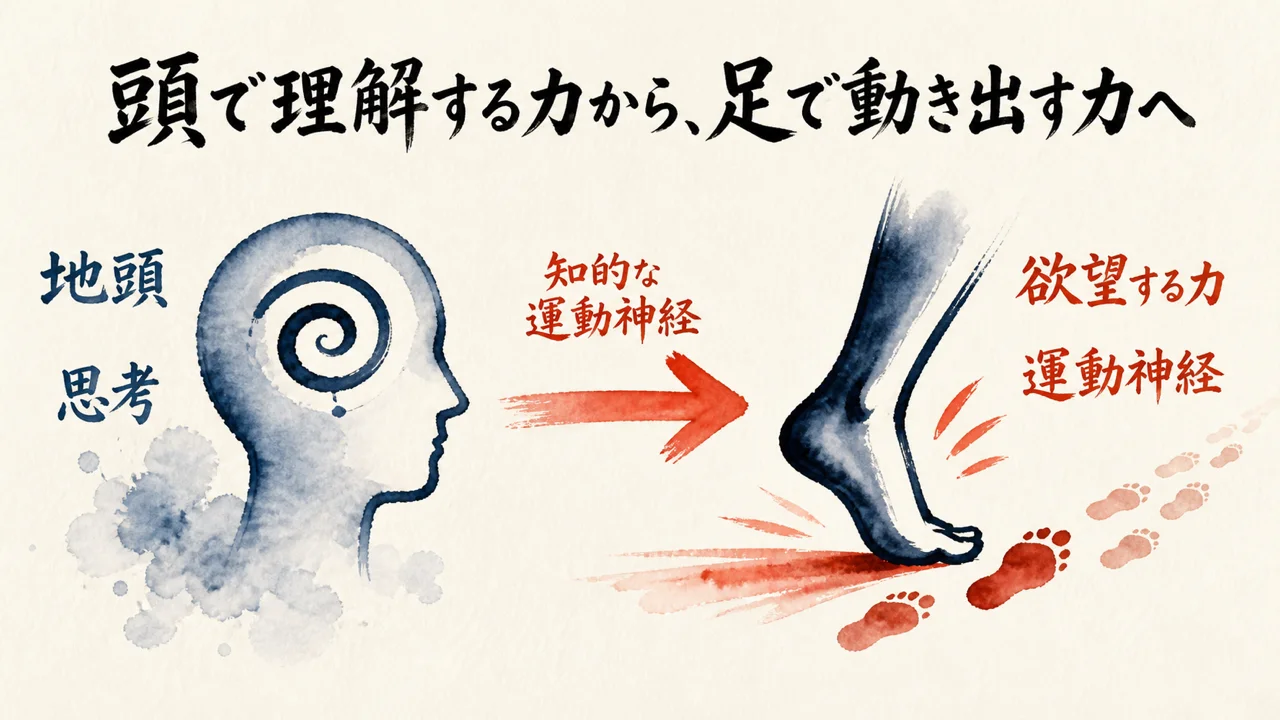 地頭より欲望する力へ重心が移ることを示す図解