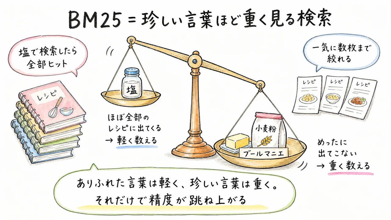 BM25って何？「珍しい言葉ほど重く見る」検索のこと