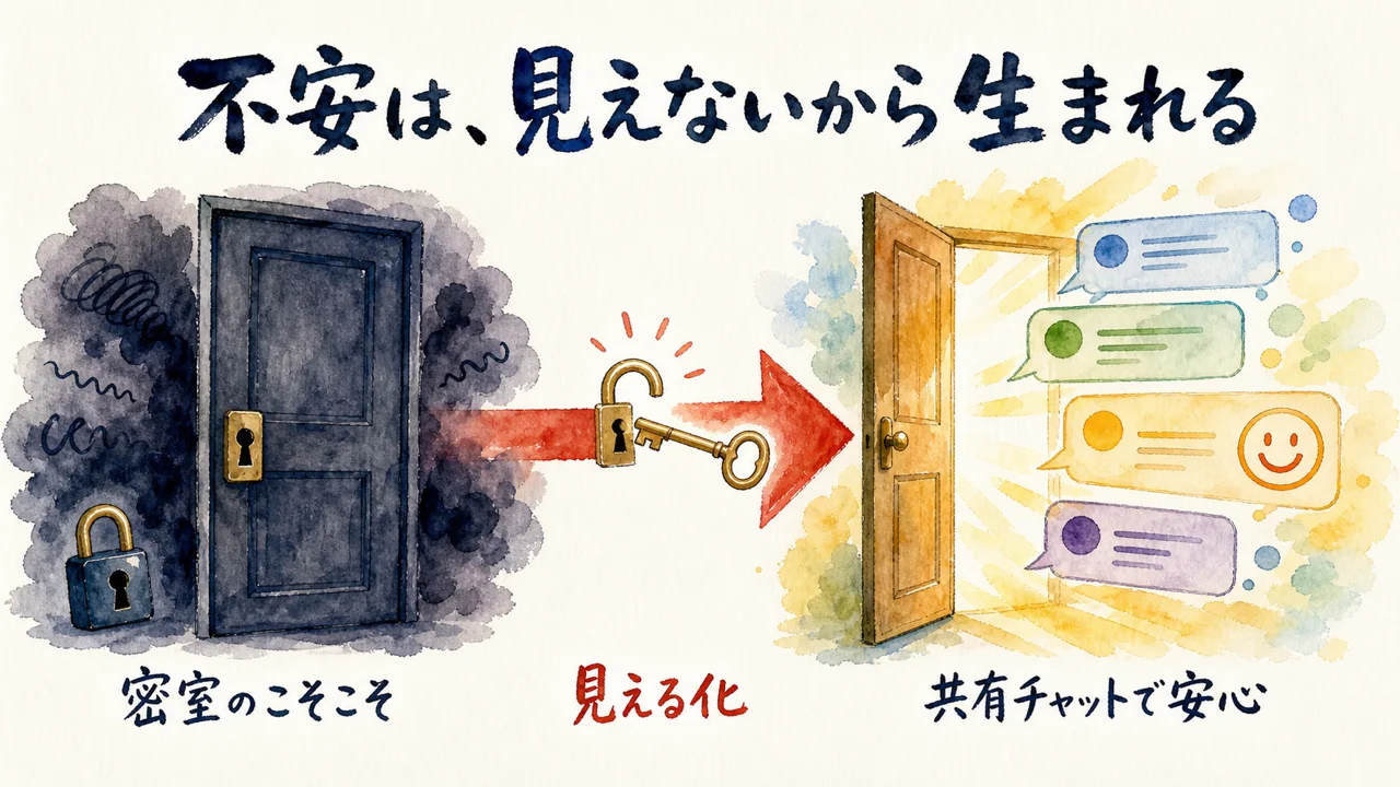 不安は見えないから生まれる見える化の図解