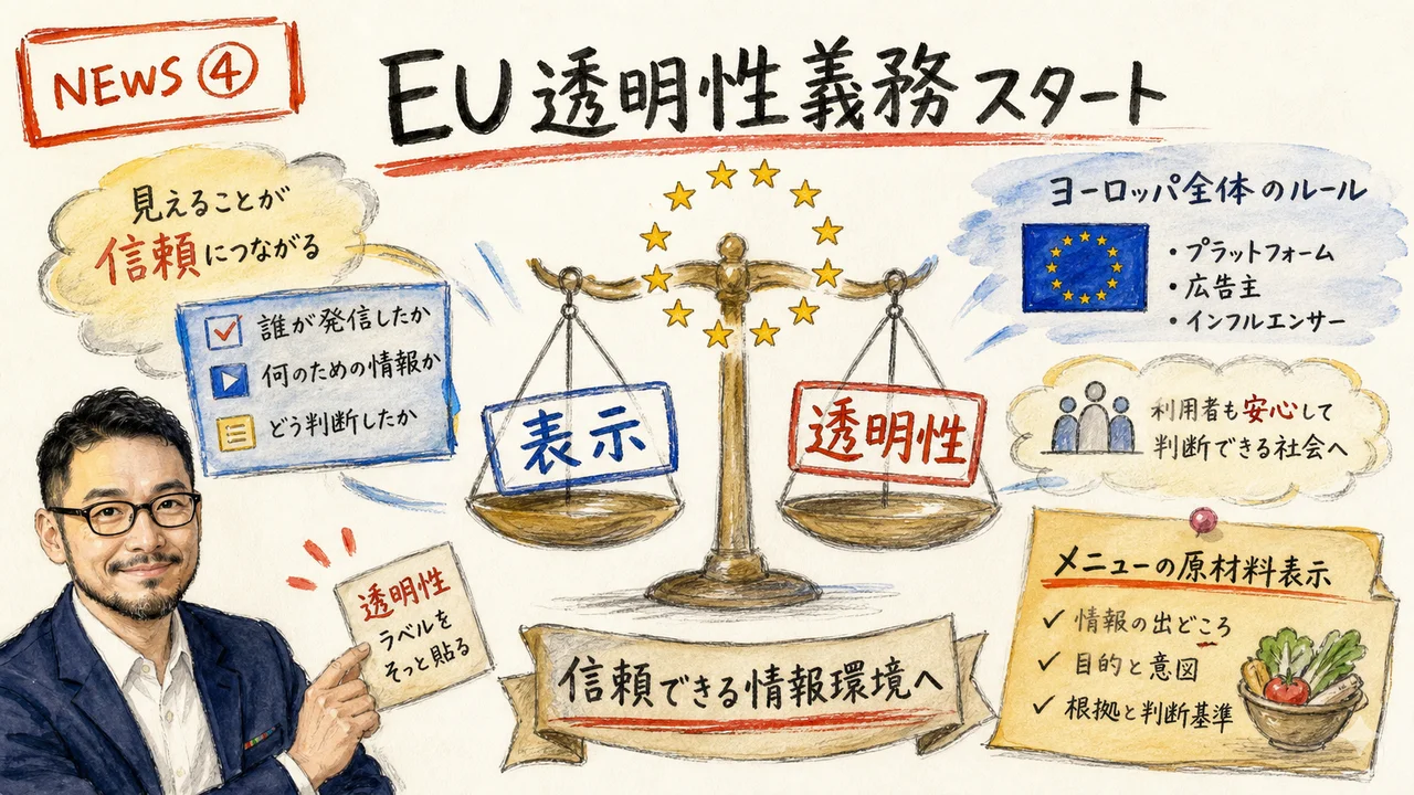EU AI Act透明性義務の施行を解説するグラレコ