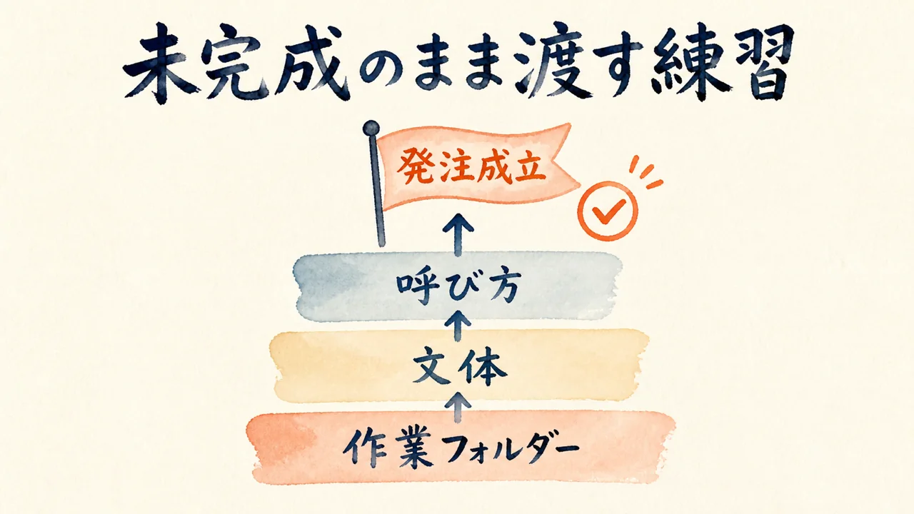 未完成のまま渡す練習