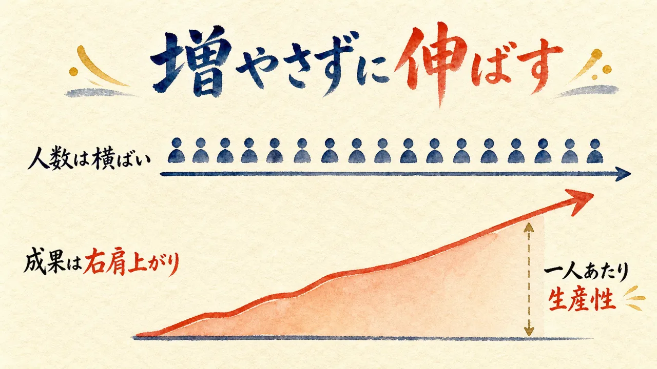 「社員数は横ばい、1人当たり生産性は爆上がり」——増やさずに伸ばす形