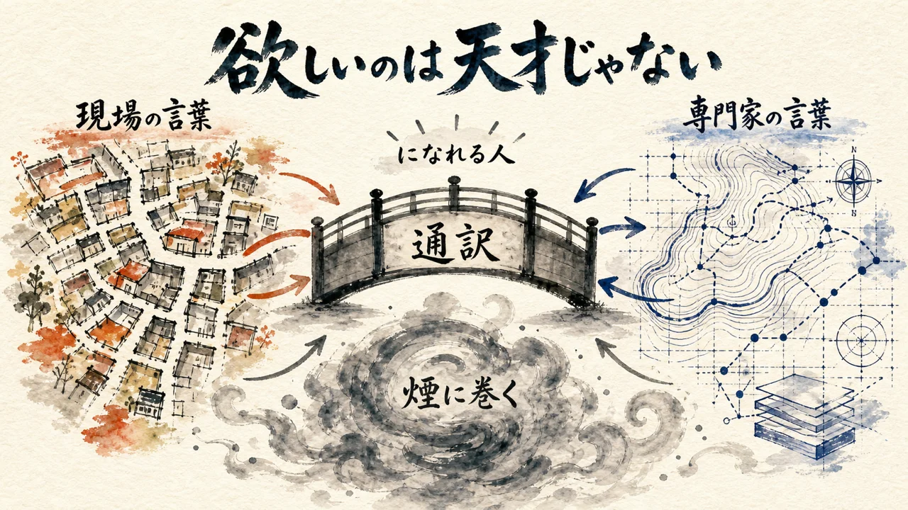 現場の言葉と専門家の言葉をつなぐ通訳の分解図解