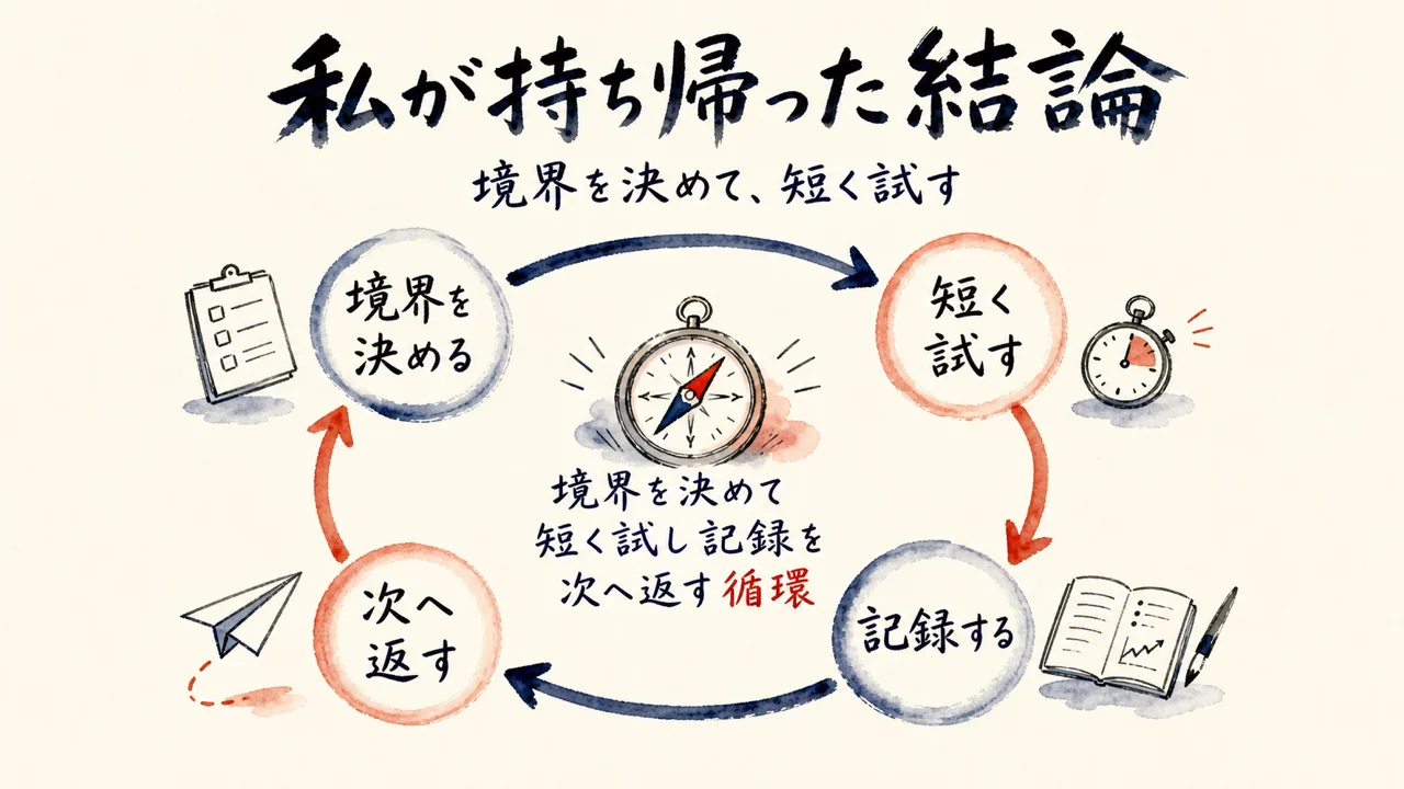 境界を決めて短く試す循環という私が持ち帰った結論の図解