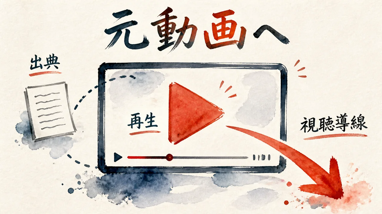 元動画へ視聴者を案内する図解