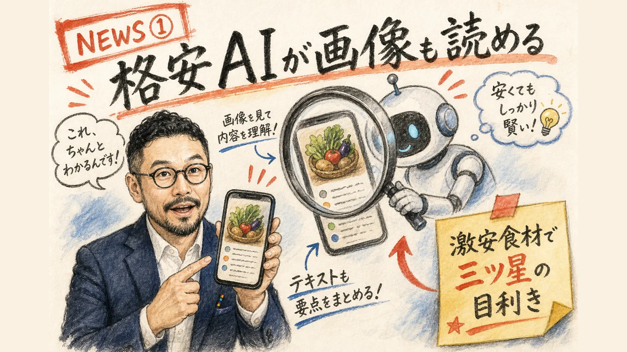 格安AIが画像も読めるようになったイメージ図解