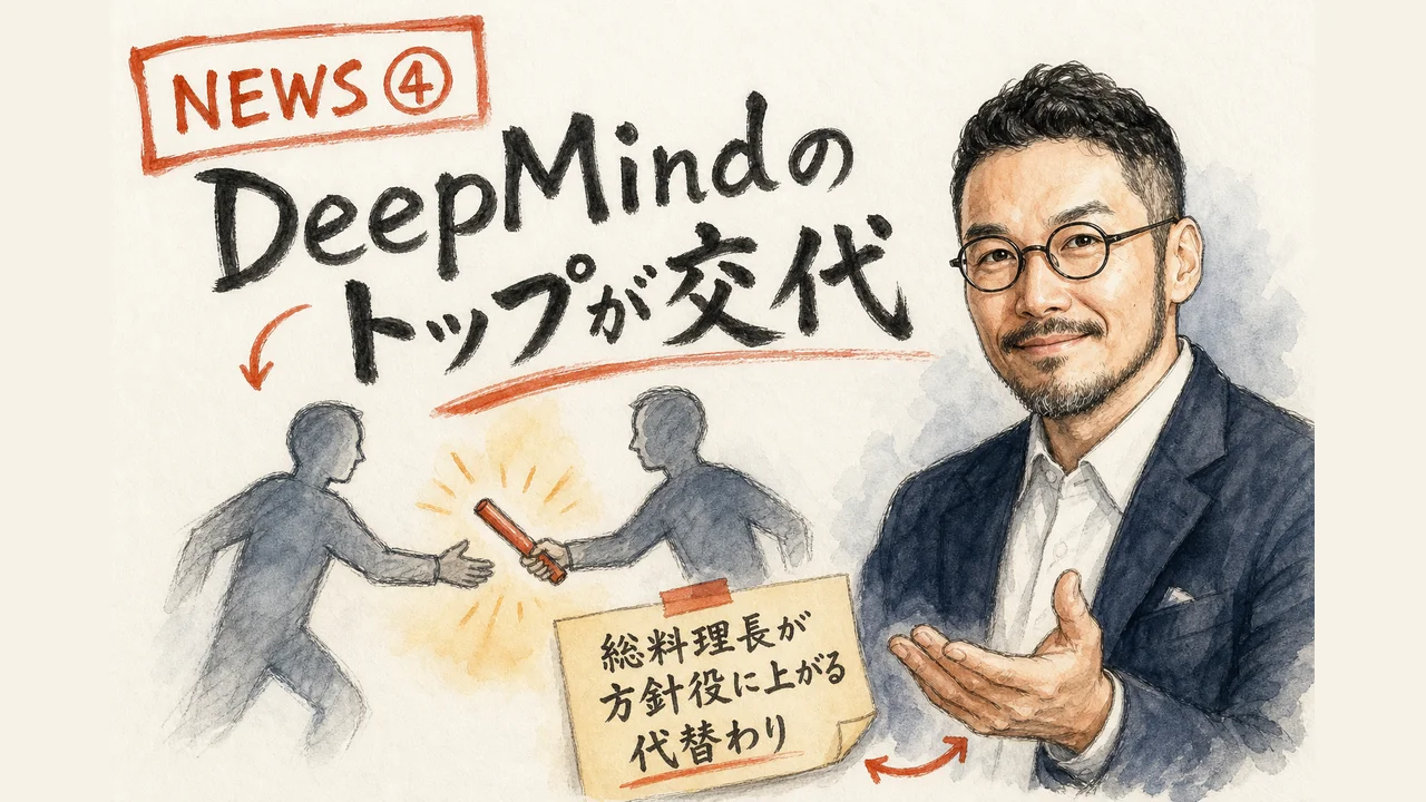 Google DeepMindのリーダーシップ刷新を解説するグラレコ