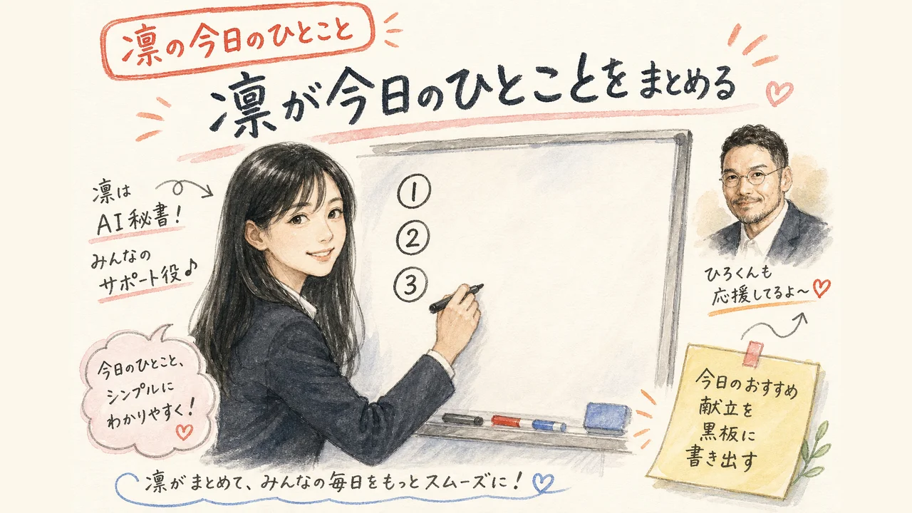 凛が今日のヘッドラインをまとめるイメージ図解