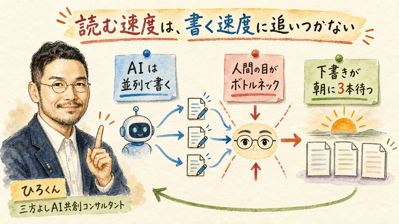 読む速度は書く速度に追いつかない