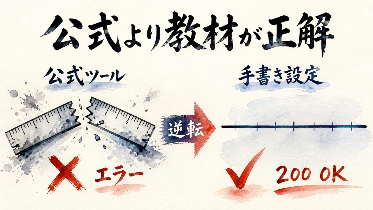壊れていたのは公式ツールの方——教材の手書き設定は完璧に動いた