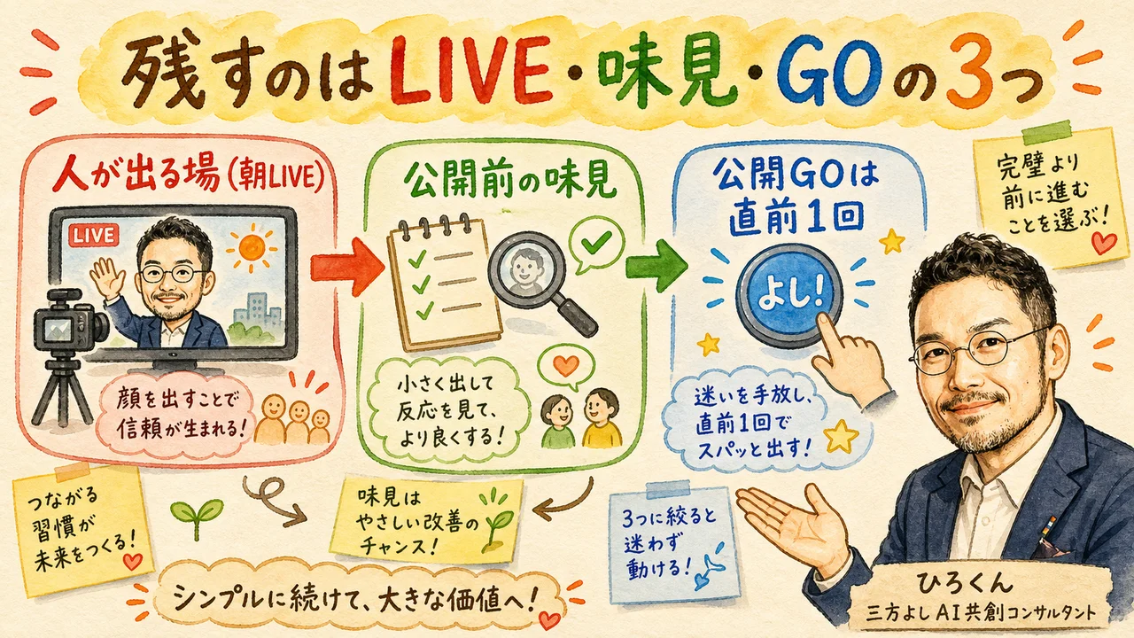 残すのはLIVE・味見・GOの3つ