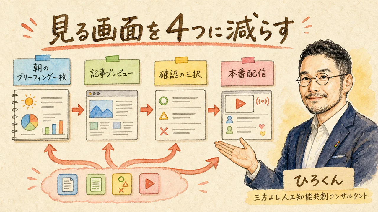 見る画面を4つに減らす