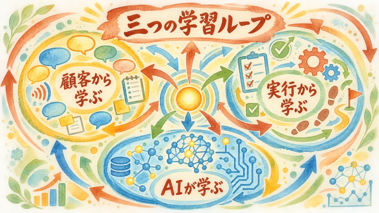 10．AIネイティブな事業を動かす「三つのループ」の図解