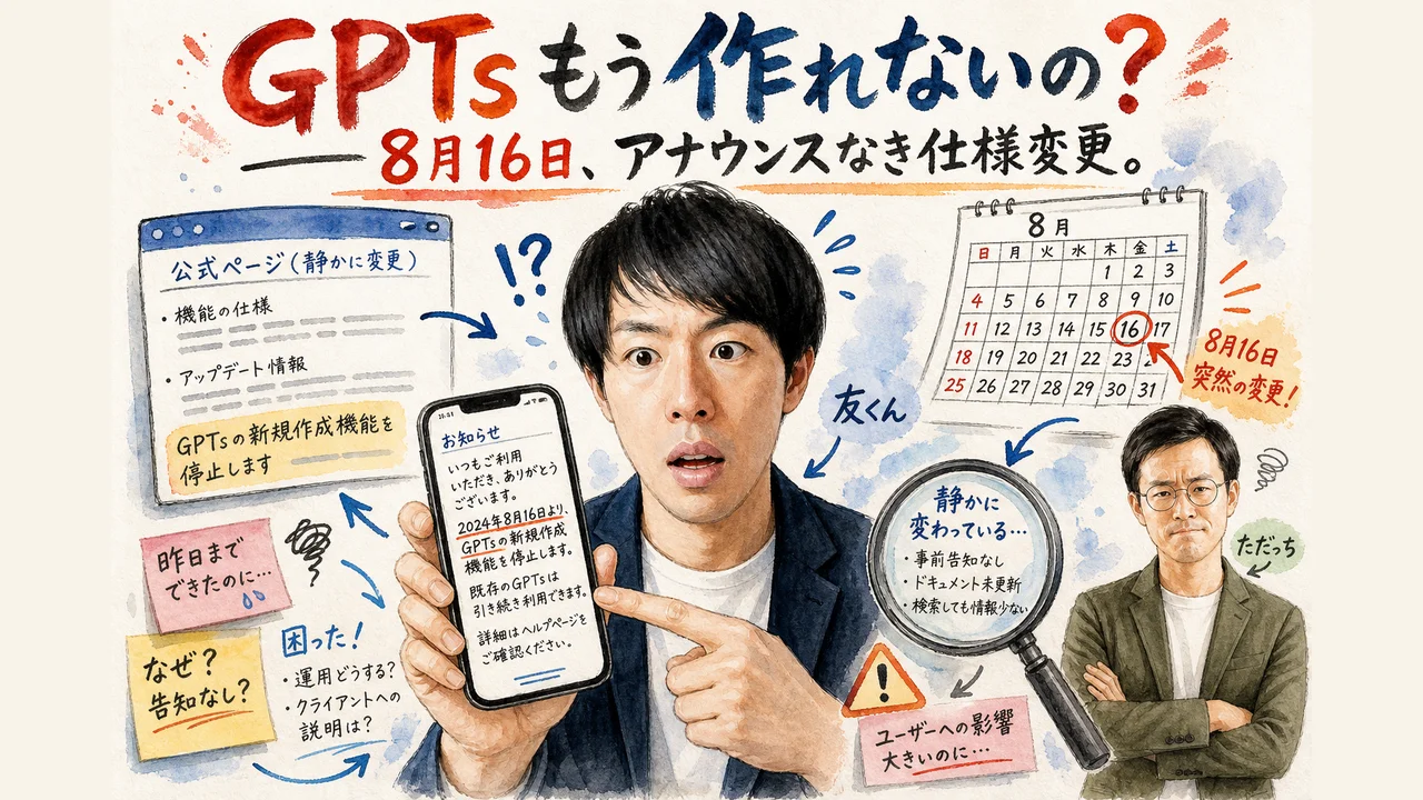 8月16日GPTs仕様変更のアナウンスなき告知 図解