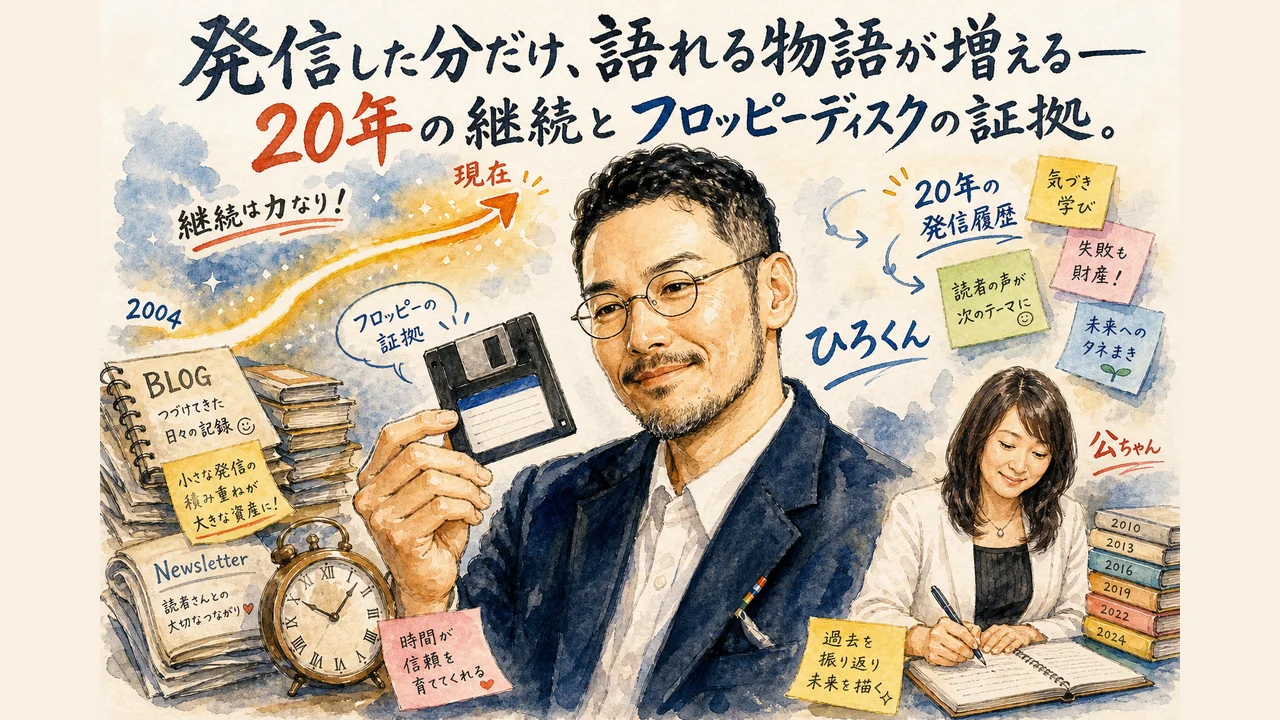 発信を続けることで過去の経験が物語の原材料に変わっていく様子を表した和モダングラレコ