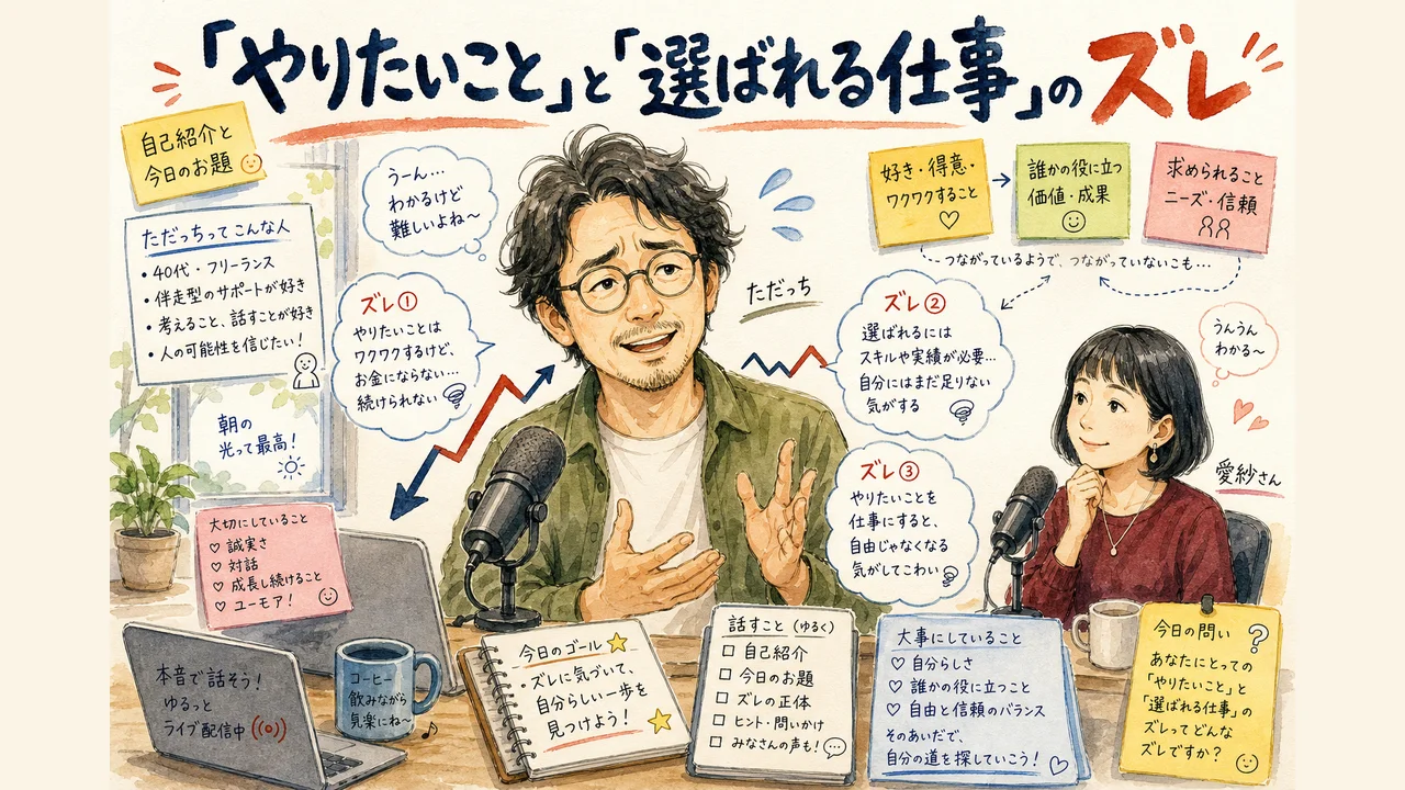 ただっちと愛紗さんが今日のテーマを紹介する様子