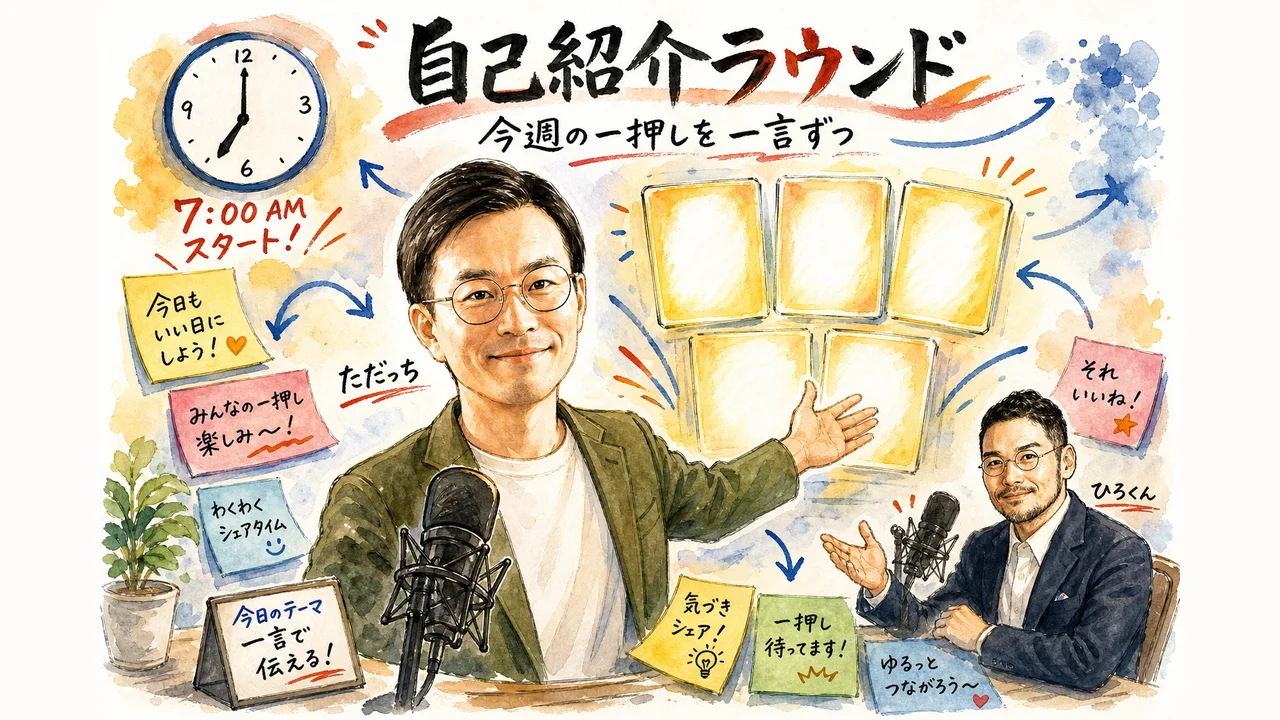 出演者5名の自己紹介ラウンドのグラレコ