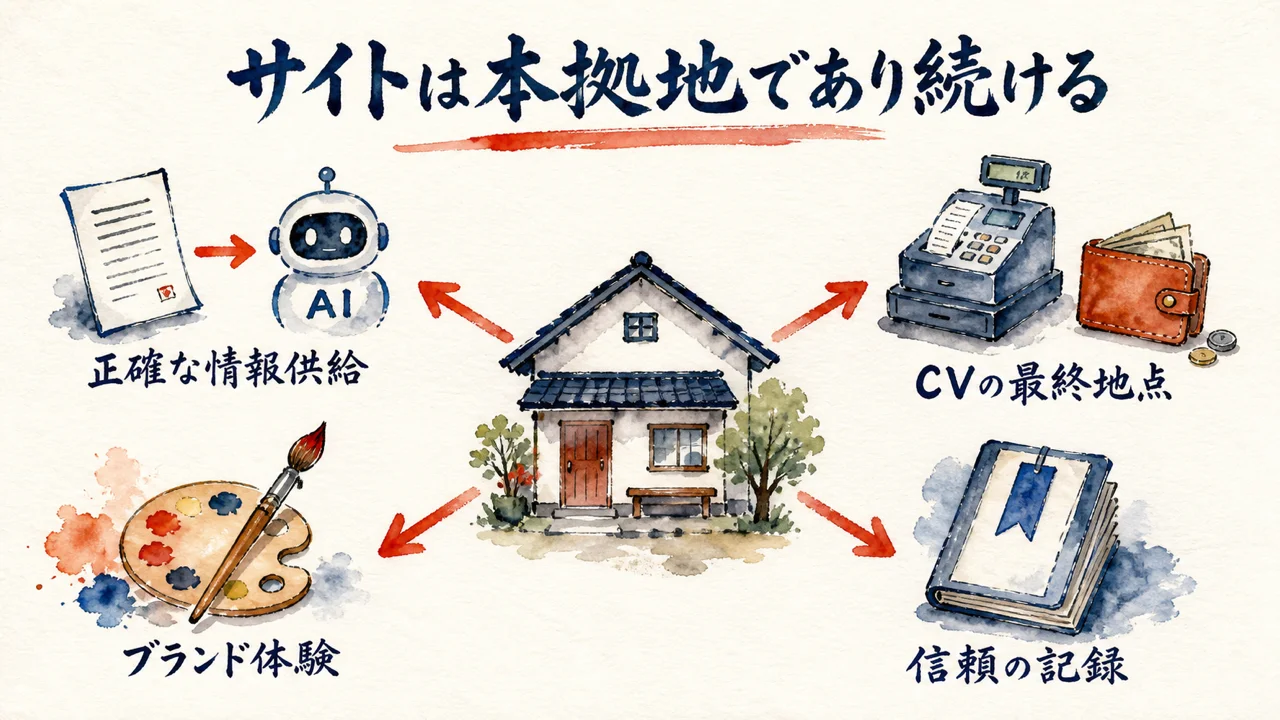 サイトが本拠地であり続ける4つの理由の図解