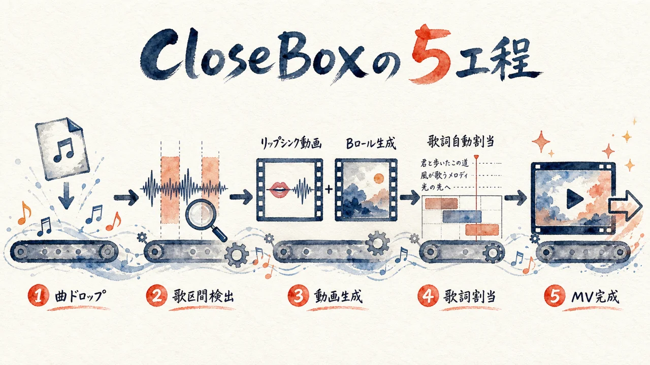 CloseBoxの5工程の図解