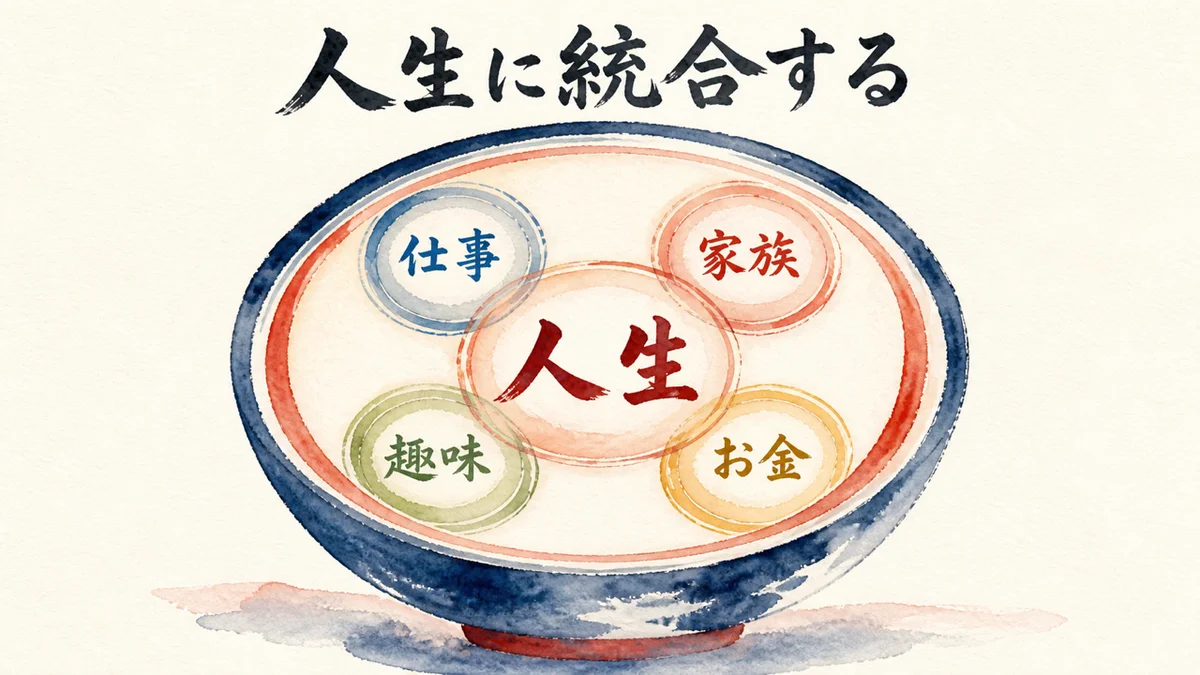 仕事も人生も1つの枠に統合する考え方の図解