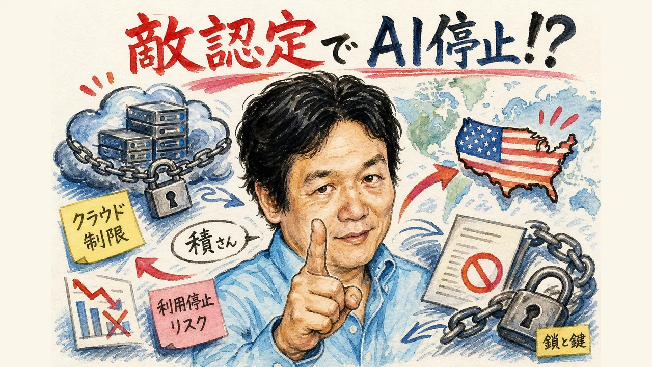 積さんの警告：アメリカに「敵認定」されたら使ってるAIが全部止まる グラフィックレコーディング
