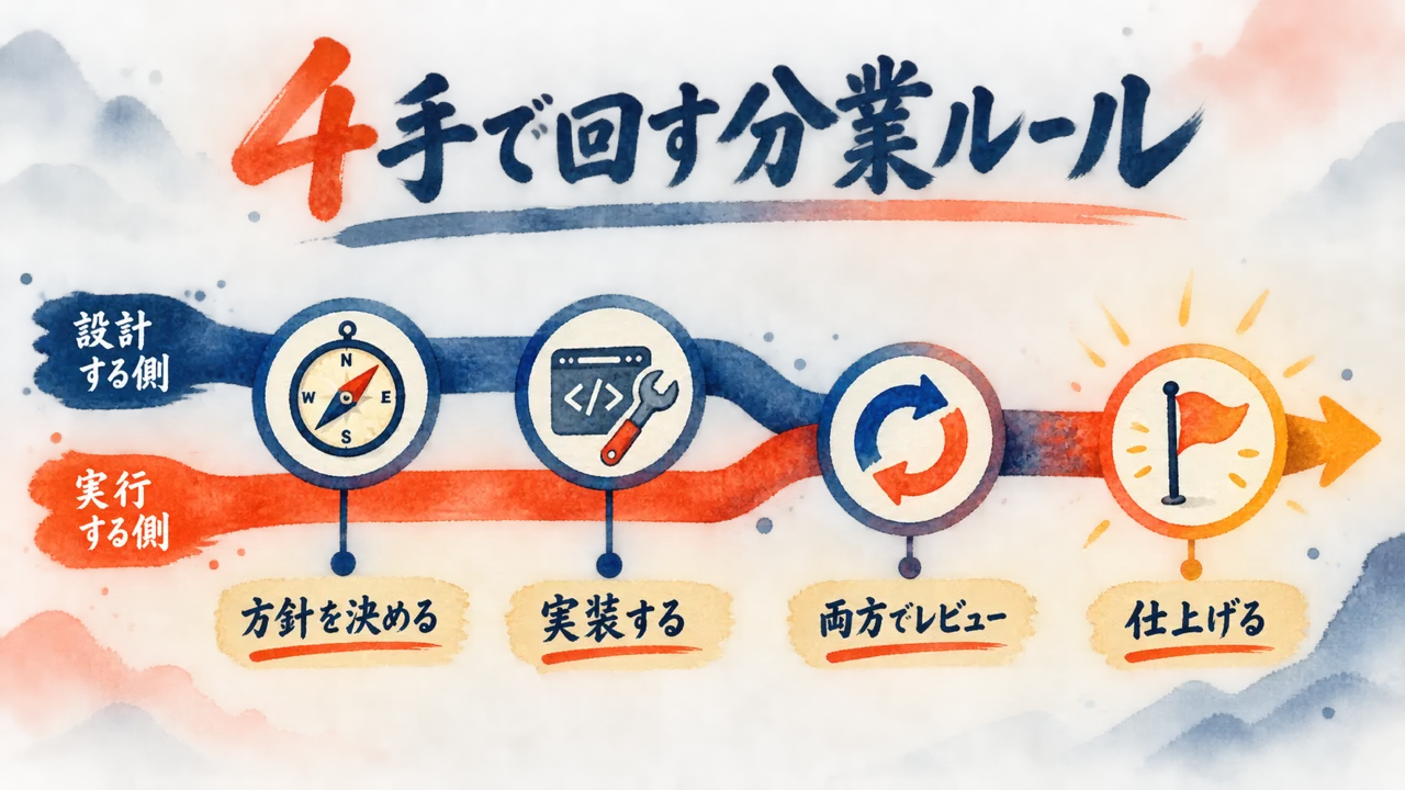 設計する側と実行する側で分業する4手のルール図解