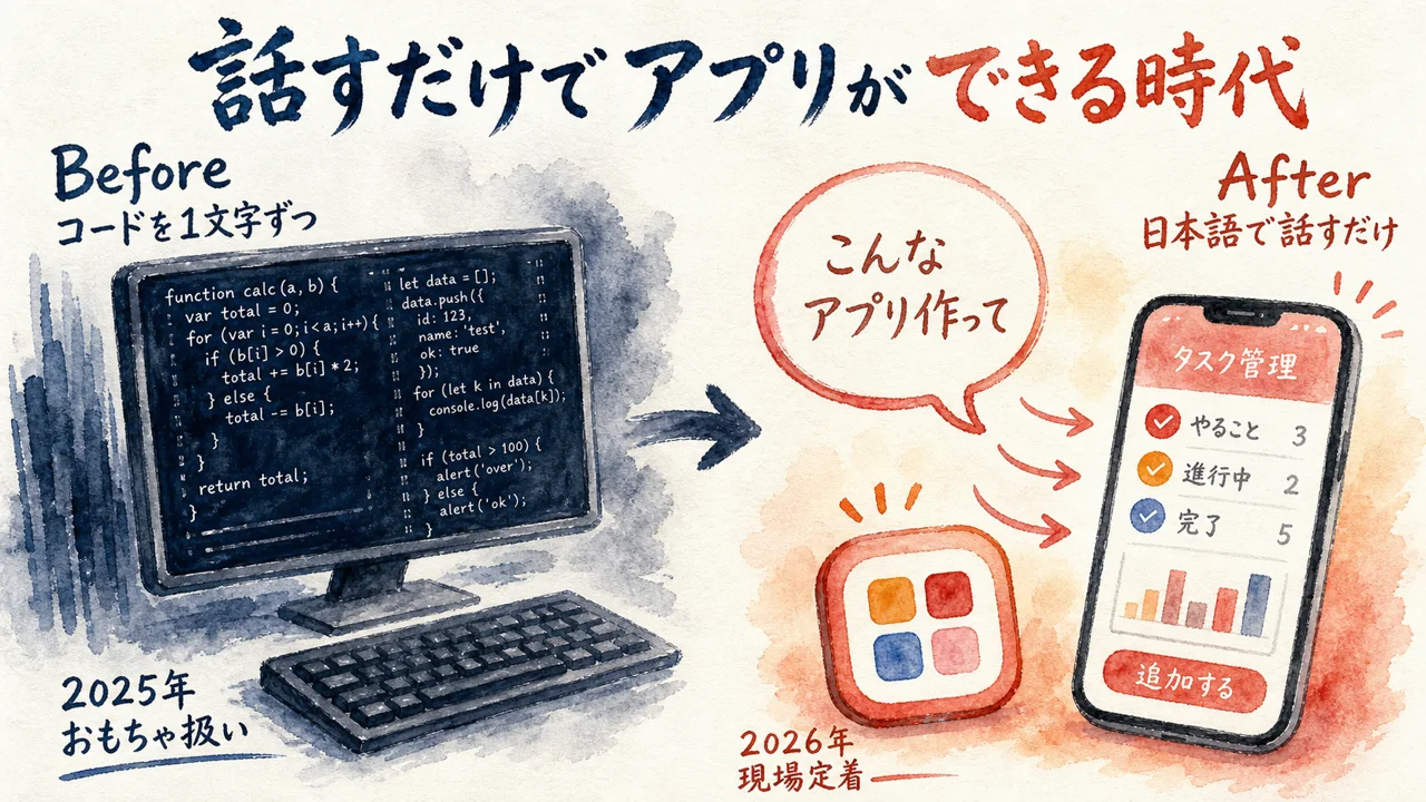 話すだけでアプリができる時代（Before/After）