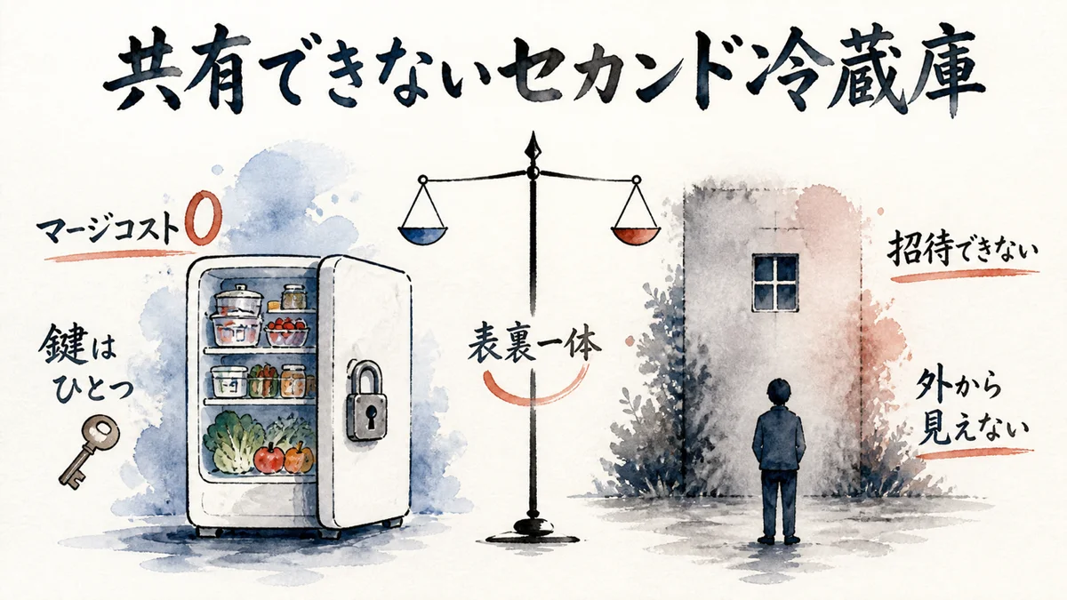 共有できないセカンド冷蔵庫のメリットとデメリットの図解