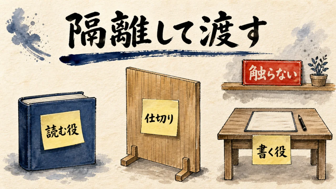 見出し図解。読む役と書く役を仕切りで分ける