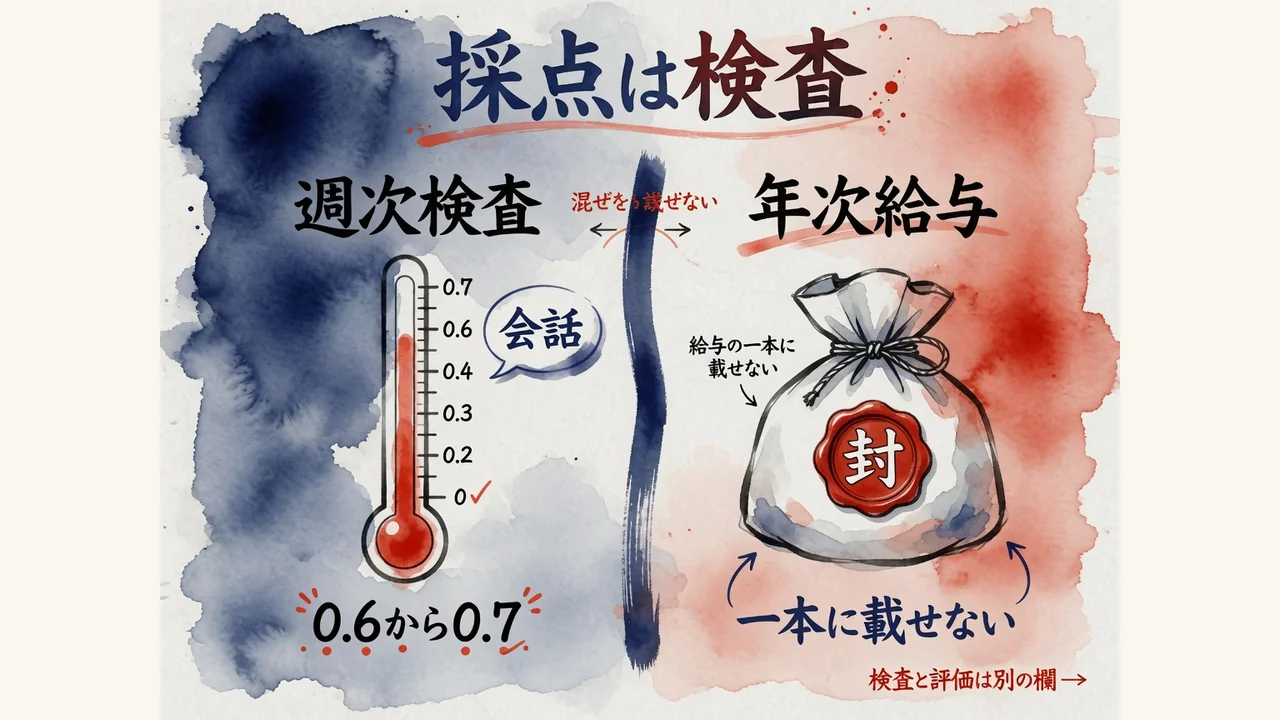 採点は検査。週次検査と年次給与を分ける図