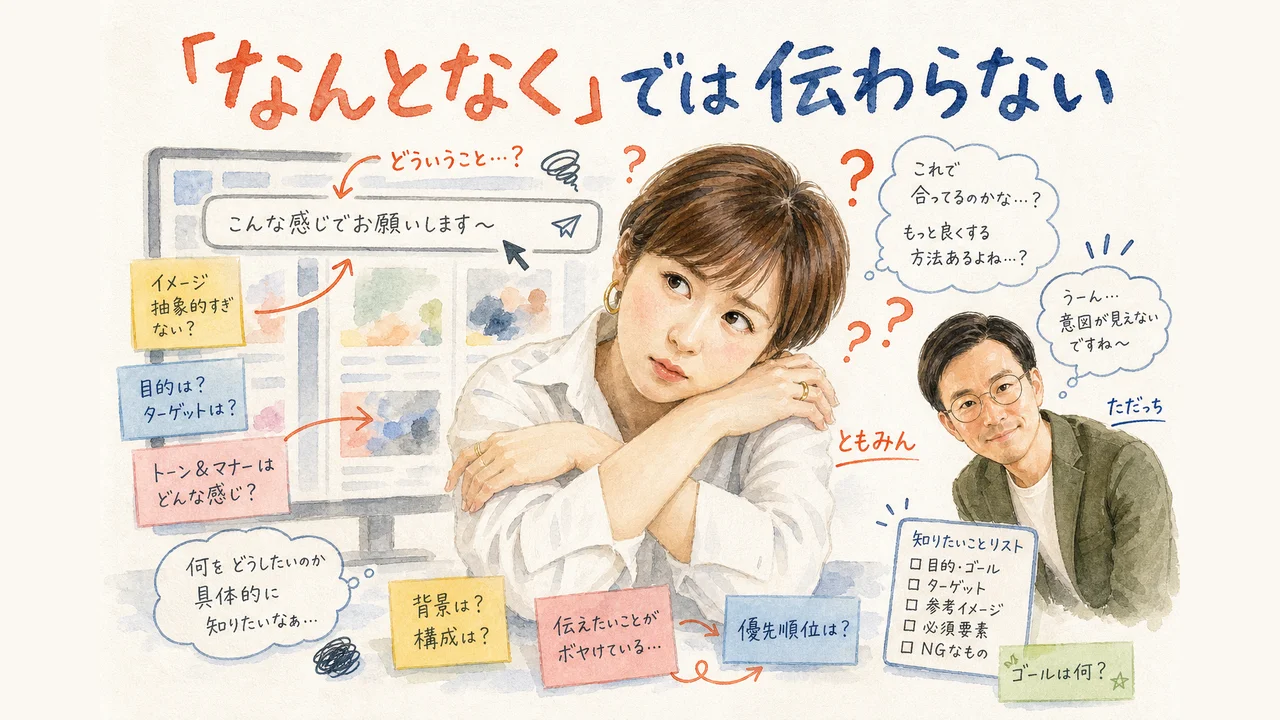 意図のない指示でぼんやりした画像が出てくるイラスト