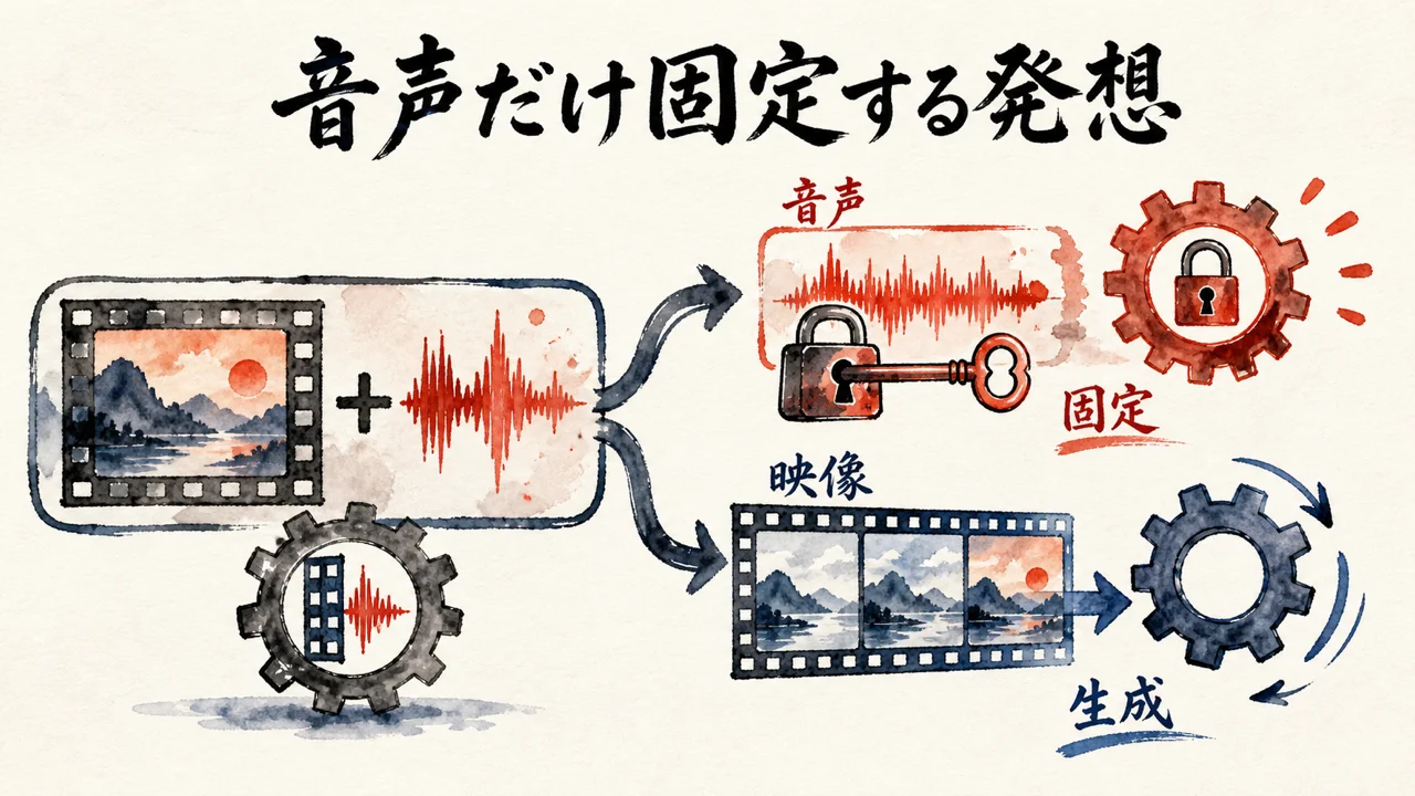 音声だけ固定するAudio Drive手法の図解