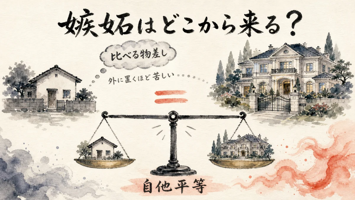 嫉妬はどこから来るか・自他平等の図解