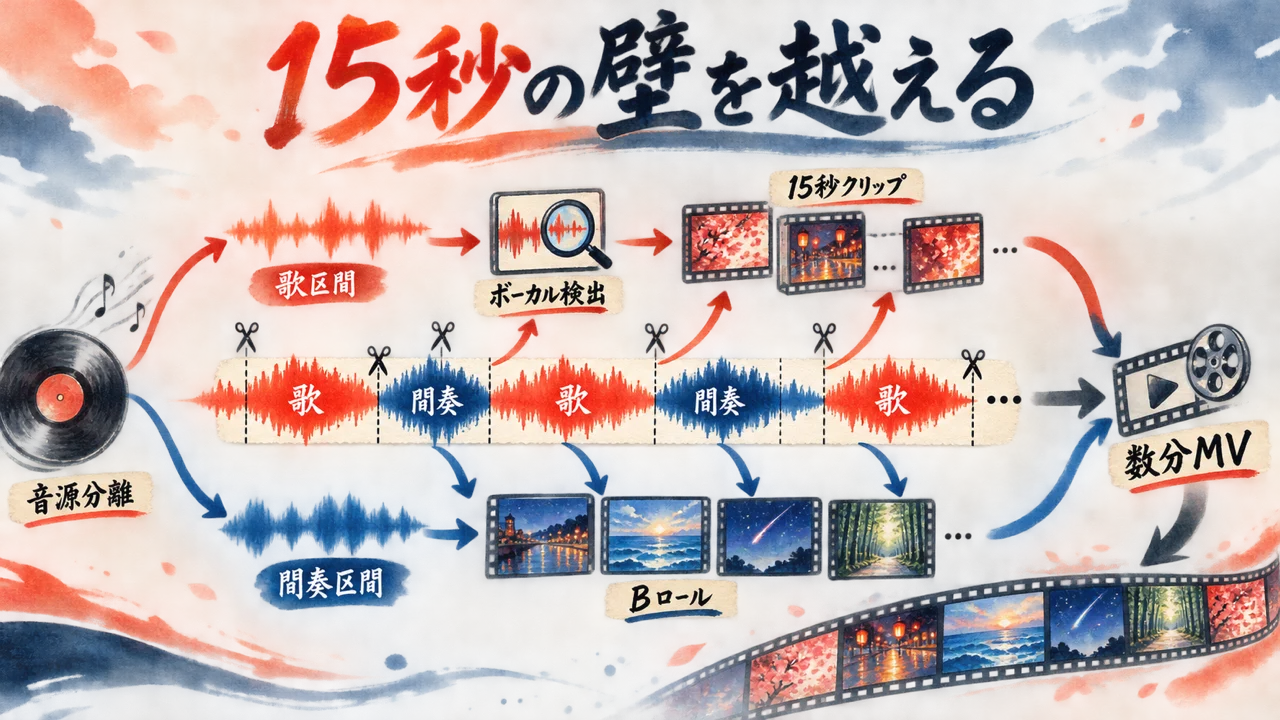 15秒の壁をDemucsで越える仕組みの図解